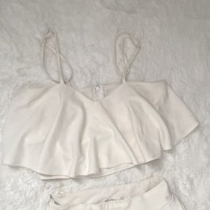 Two piece  white pants suit